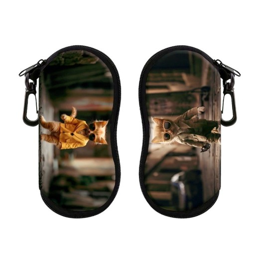 Etui na okulary 17,9 x 8,5 cm z motywem kota mafijnego w stylu gangsterskim Okulary przeciwsłoneczne Garnitury Zamek błyskawiczny i karabińczyk