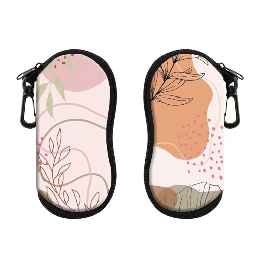 Etui na okulary 17,9 x 8,5 cm z pastelowym abstrakcyjnym motywem, zapięcie na karabińczyk, etui podróżne, okulary przeciwsłoneczne, ochrona
