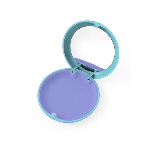 Étui pour aligneurs et prothèses dentaires avec miroir 9 x 9 x 2 cm plastique bleu avec intérieur coloré pour le rangement des aligneurs