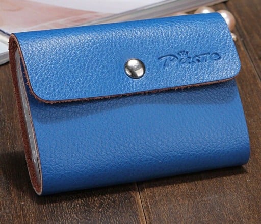 Étui pour cartes et documents en cuir véritable Avec rabat et bouton-pression en métal Plusieurs couches de compartiments à l'intérieur Dimensions