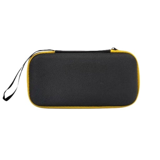 Étui pour console de jeu ANBERNIC RG40XX H Coque dure EVA 18,5 x 9,5 x 4 cm Noir avec zip jaune Étui de voyage résistant aux chocs avec filet