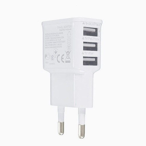 Ευρωπαϊκός φορτιστής 3 θύρες USB