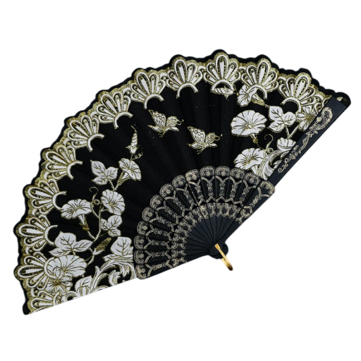 Éventail chinois traditionnel 42,5 x 23 cm Éventail décoratif en plastique et tissu Accessoire élégant Style oriental Décoration intérieure Pièce de collection