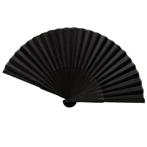 Éventail pliant en bambou et tissu Noir Aspect simple et élégant Dimensions 38 x 21 cm Pour se rafraîchir lors des chaudes journées d'été