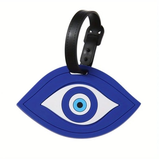 Evil Eye -teemalla varustettu matkalaukun tunnistustarra 10,5 × 10,5 cm silikageelistä valmistettu matkalaukun tai reppun nimilappu