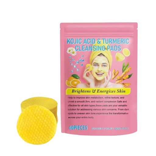 Exfoliační tamponky na obličej 40 ks s kurkumou pomerančem a kyselinou kojovou Žluté Sjednocení tónu pleti Pro domácí péči o pleť