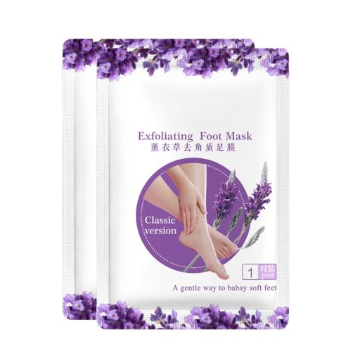 Exfoliating Foot Masks 2 Pairs 19 x 13 cm Lavender Scent Foot Care Removal of Dead Skin Hydration and Skin Regeneration