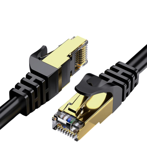 Exklusives CAT7 Ethernet-Kabel RJ45 10 m 10Gb/s 600 MHz STP mit Kupferleitern und vergoldeten Steckern schwarz für Router PC Konsole