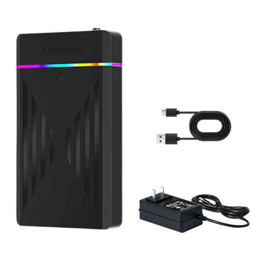 Externe game schijf 12TB met 6 game systemen USB 3.0 zwart met RGB strip voor Windows retro games emulators en game bibliotheek