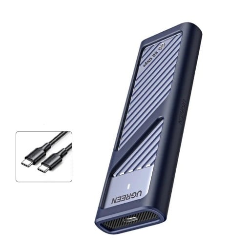 Externí pevný disk USB 3.2 Gen2 8 TB Hliníkové tělo NVMe i SATA Podpora M Key Tmavě modrý Přenosné úložiště pro notebook i mobilní telefon