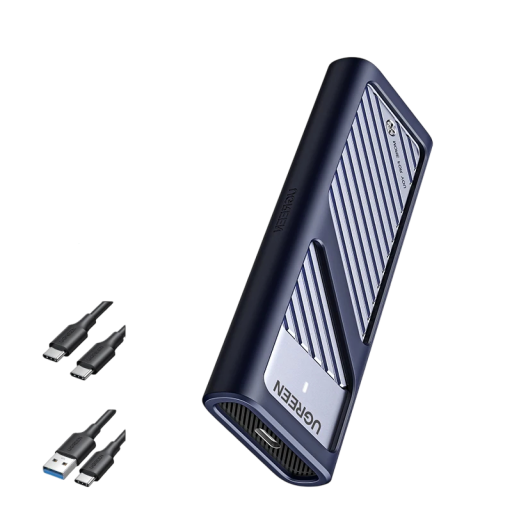 Externí pevný disk USB 3.2 Gen2 Rychlost 10 Gbps 8 TB Hliníkové tělo NVMe i SATA Tmavě modrý Přenosné úložiště pro notebook i mobil
