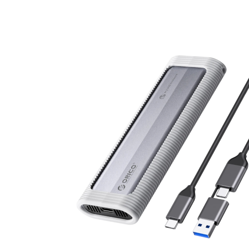 Externí pevný disk USB-C i USB-A Rychlost 6 Gb/s i 10 Gb/s 8 TB Pro SATA i NVMe M.2 SSD B & M Key i M-Key Stříbrný Přenosné úložiště k PC