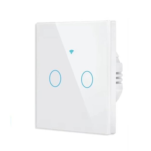 Έξυπνος διακόπτης αφής WiFi 433MHz 2 γάγγος 220V Γυάλινη επιφάνεια Εφαρμογή iOS/Android Σύγχρονο τοίχο φως 8,6 x 8,6 x 3,5 εκ.