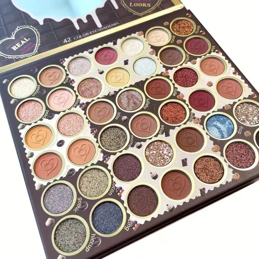 Eyeshadow Palette 42 Colours 19.2 x 17 x 1.4 cm Matte Shimmer Pearl Shades Nude Brown Chocolate Long-Lasting Makeup