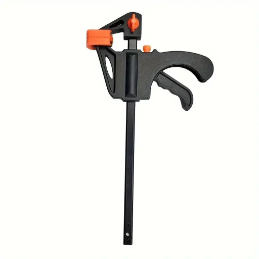 F svorka na drevo 10 cm Nylonové telo Kalenoocelová tyč PVC podložky Otočné čeluste Premena na rozpínací nástroj Svorka