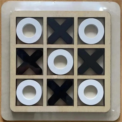Fa tic-tac-toe játék 14 x 14 cm Klasszikus táblás kirakós játék két játékosnak Családi szórakozás Stratégia játék Fejleszti a gondolkodást Természetes dizájn