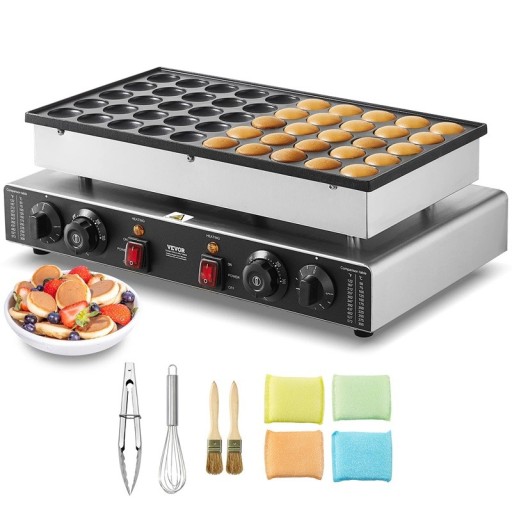 Fabricador de mini tortitas 50 unidades antiadherente 1700 W calentamiento rápido 50–300 °C plateado-negro para uso doméstico y gastronómico