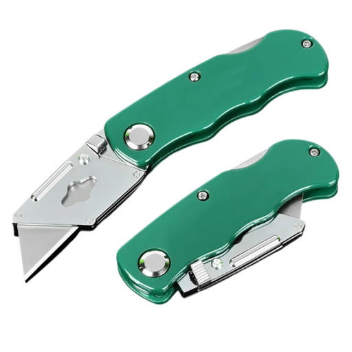 Faca dobrável de 15 cm com lâmina substituível Pequena faca de trabalho com 6 lâminas de substituição Corpo metálico Cortador de cartão Oficina Hobby Exterior