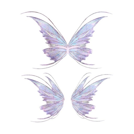 Fairy and Butterfly Wings with Shiny Tattoo Waterproof Fake Tattoo 10.5 x 12 cm Festival Makeup Adhesive Tattoo Stylish Body Decoration