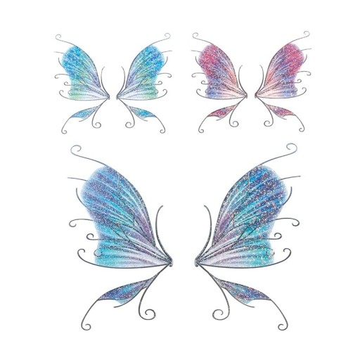 Fairy and Butterfly Wings with Shiny Tattoo Waterproof Fake Tattoo 10.5 x 12 cm Festival Makeup Stick-on Tattoo Stylish Body Decoration