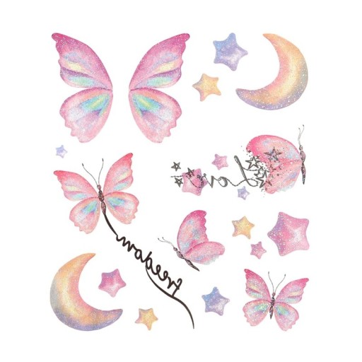 Fairy and Butterfly Wings with Shiny Tattoo Waterproof Fake Tattoo 10.5 x 12 cm Festival Makeup Stick-On Tattoo Stylish Body Decoration