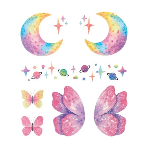 Fairy and Butterfly Wings with Shiny Tattoo Waterproof Fake Tattoo 10.5 x 12 cm Festival Makeup Stick-On Tattoo Stylish Body Decoration