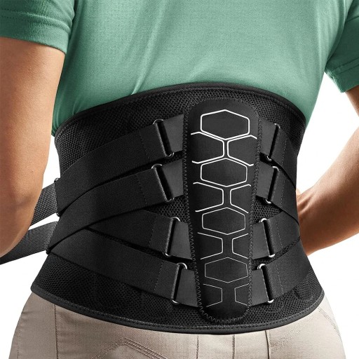 Faja lumbar negra con almohadilla suave Cinturón lumbar para la espalda baja Soporte espinal ligero Ayuda contra el dolor de espalda y la tensión muscular