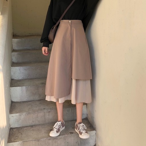 Falda larga bicolor para mujer