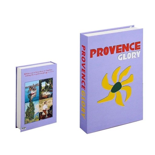 Falešná kniha Dekorační box Provence Glory Neotevíratelná maketa knihy Fialová stylová dekorace do obývacího pokoje kanceláře
