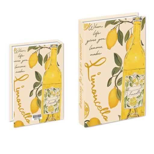 Falošná kniha dekoratívny box Limoncello Otvárateľná úložná kniha Tajná skrýša do knižnice Štýlová stredomorská dekorácia