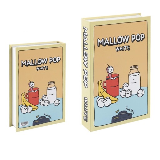Falošná kniha dekoratívny box Mallow Pop White Otvárateľná úložná kniha Tajná skrýš do knižnice Štýlová dekorácia interiéru