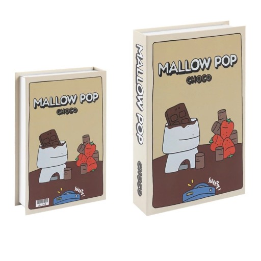 Falsches Buch dekorativer Kasten Mallow Pop Choco Öffnendes Aufbewahrungsbuch Geheime Aufbewahrung für Wertsachen beige