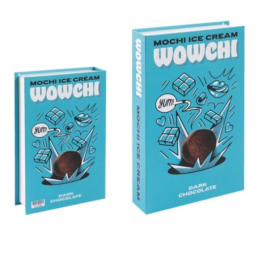 Falsk bog dekoration Turkis uåbnet bogdummy Mochi Iscreme design Chokolade motiv moderne boligtilbehør