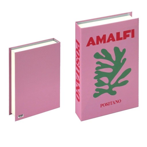 Falsk bok AMALFI POSITANO dekoration med motiv från den italienska kusten, går inte att öppna