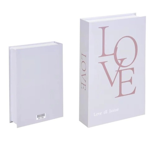 Falsk bok dekoration LOVE Lavendel oöppningsbar bokattrapp Minimalistisk romantisk design modern inredningsdetalj