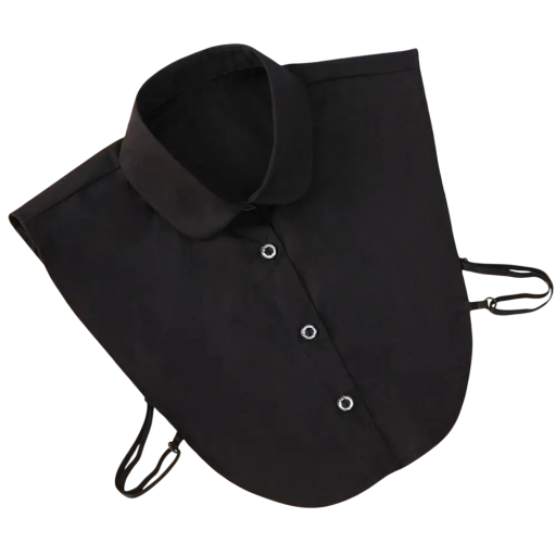 Falsk halsbånd til kvinder i sort, lavet af bomuld. Elegant, aftagelig krave for et lagdelt look uden unødvendigt fylde.