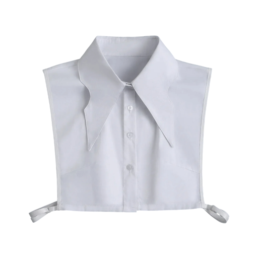 Falsk krage för kvinnor spetsig med utskärning vit Elegant avtagbar krage med en subtil utskärning för en sofistikerad look