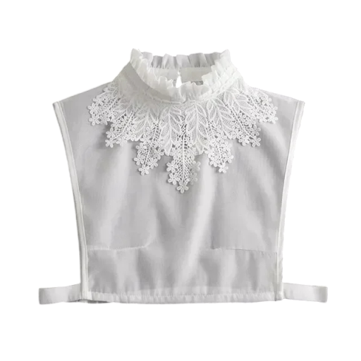 Falsk krage för kvinnor, stående, veckad med spets, elegant avtagbar krage, dekorativ krage för tröja, blus, klänning, modeaccessoar