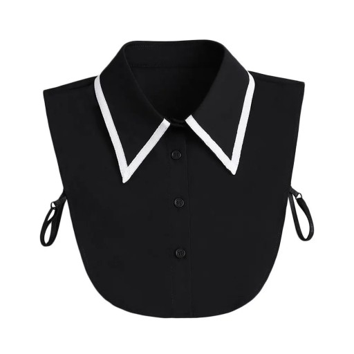 Falsk krage för kvinnor svart med vit kant Avtagbar krage i bomull Dekorativ krage för tröja blus klänning Elegant accessoar