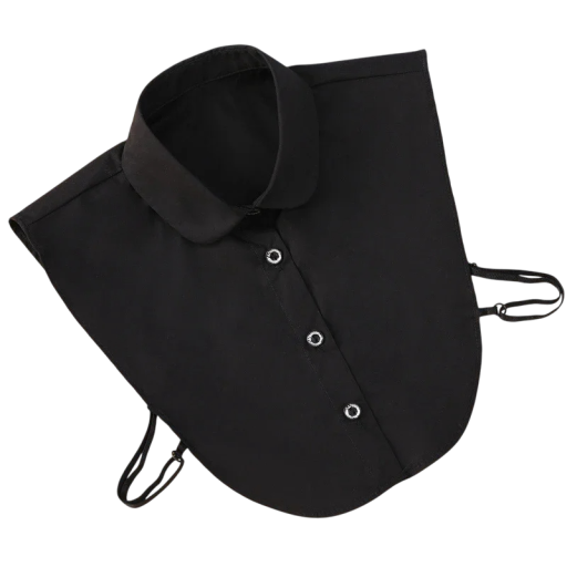 Falsk krave til kvinder. Afrundet. Elegant tilbehør til bluser og kjoler. Komfortabel og stilfuld. Let og luftig. En designermodedetalje til enhver lejlighed.