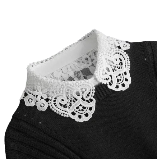 Falsk krave til kvinder, blonder, elegant aftagelig krave, dekorativ krave til sweater, bluse, kjole, stilfuldt modetilbehør