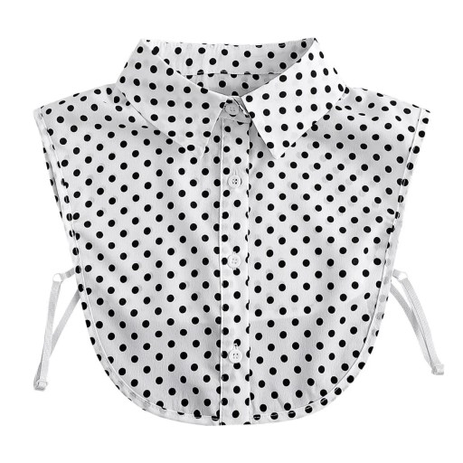 Falsk krave til kvinder med polkaprikker Aftagelig krave Elegant dekorativ krave til sweaterblusekjole Modetilbehør