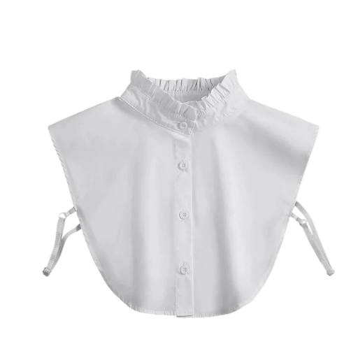 Falsk krave til kvinder, ståkrave med plissering, hvid, elegant damekrave, dekorativ, aftagelig krave til sweaterbluse, kjole