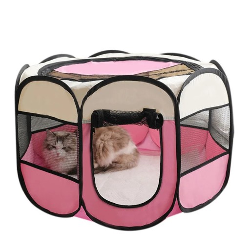 Faltbare achteckige Hundebox für Hunde und Katzen 73 x 73 x 43 cm Tragbares Haustiernest mit Zaun Geburtsraum und Zuchtbedarf