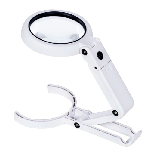 Faltbare Handlupe mit Licht, 5- und 11-fache Vergrößerung, 75 x 19 mm, LED-Beleuchtung, Desktop-Leselupe, USB-Stromversorgung oder Batteriebetrieb