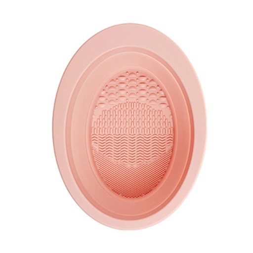 Faltbare Reinigungsschüssel für Make-up-Pinsel, 14,5 x 10,5 cm, Silikon-Ei-Reinigungswerkzeug, Kieselgel, tragbarer Helfer für die Kosmetikpflege von Frauen