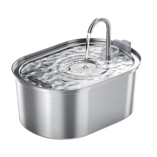 Fântână inteligentă pentru pisici cu hrănitor automat de 3,2 l Fântână de băut din oțel inoxidabil Alimentare USB Funcționare silențioasă Debit dinamic de apă de 1,5 W