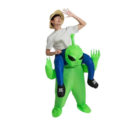 Fantasia insuflável de extraterrestre a transportar pessoa Unisex tamanho para adultos 150–190 cm Verde em poliéster Para Halloween e cosplay