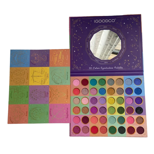 Farb-Lidschatten-Palette mit 48 Farben. Professionelle Palette mit Spiegel-Schimmer und matten Schatten. Hohe Pigmentierung