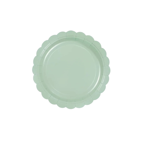 Farfurii de petrecere din hârtie cu margine decorativă 22,9 cm Tacâmuri din hârtie de unică folosință verde salvie 24 buc pentru nunți, zile de naștere și petreceri
